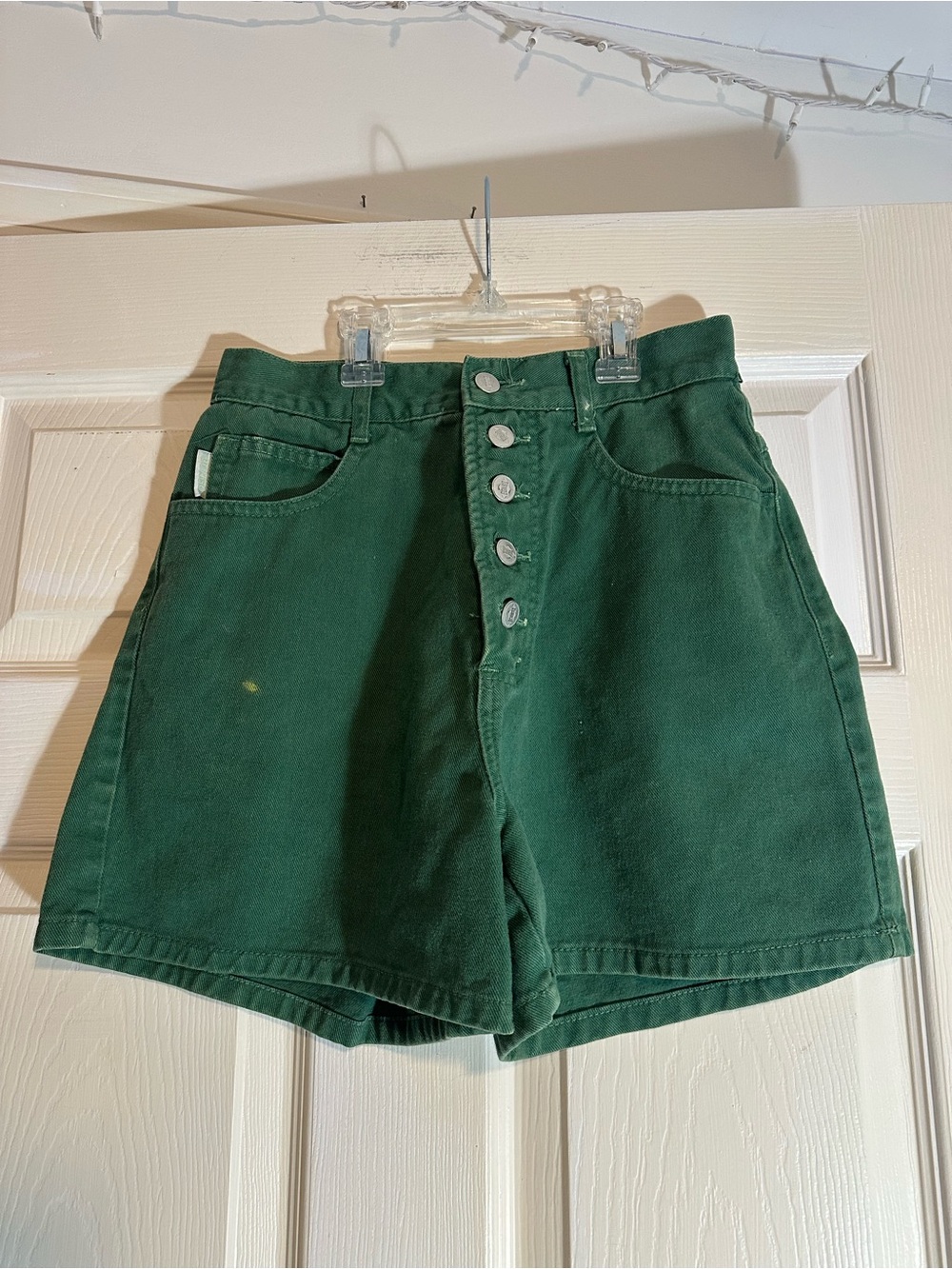 Vintage BONGO Dark Green High-Rise Button-Front Women's Shorts